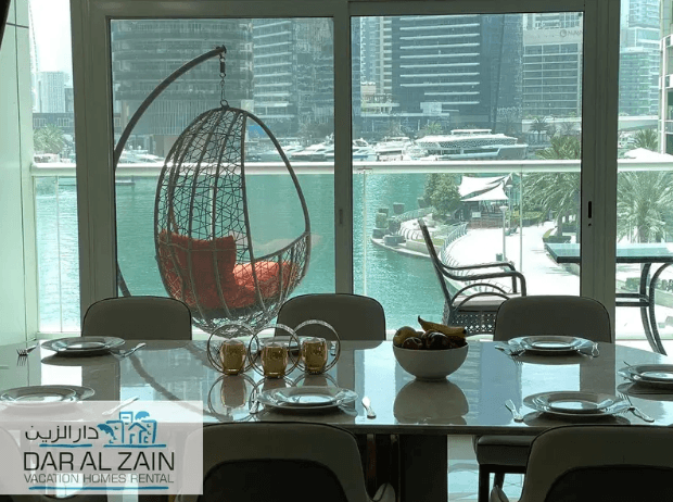 LAVISH FULLY FURNISHED 4BR | STUNNING MARINA VIEW | DUPLEX
Dar Al Zain Vacation Homes Rental Amazing Property 4 Bedroom DUPLEX in Continental Tower Dubai Marina:
- Open kitchen with appliances: stov...